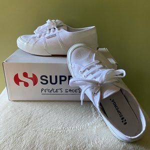 SUPERGA 2750 COTU Classic White Canvas Sneakers - Size 6